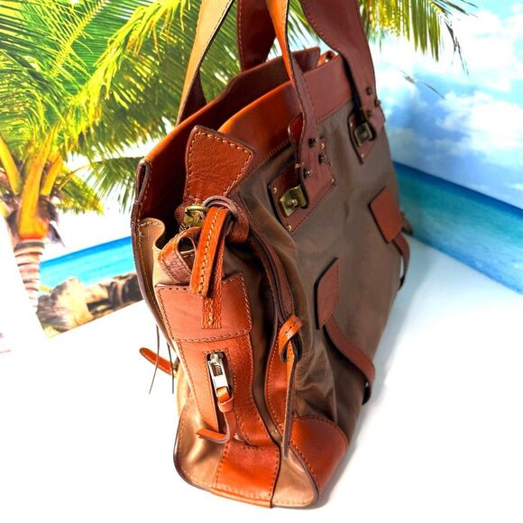 Chloé Tracy Satchel Tote Bag Camel & Orange Leather Brass Hardware Made in Italy - Picture 4 of 14